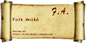 Folk Anikó névjegykártya